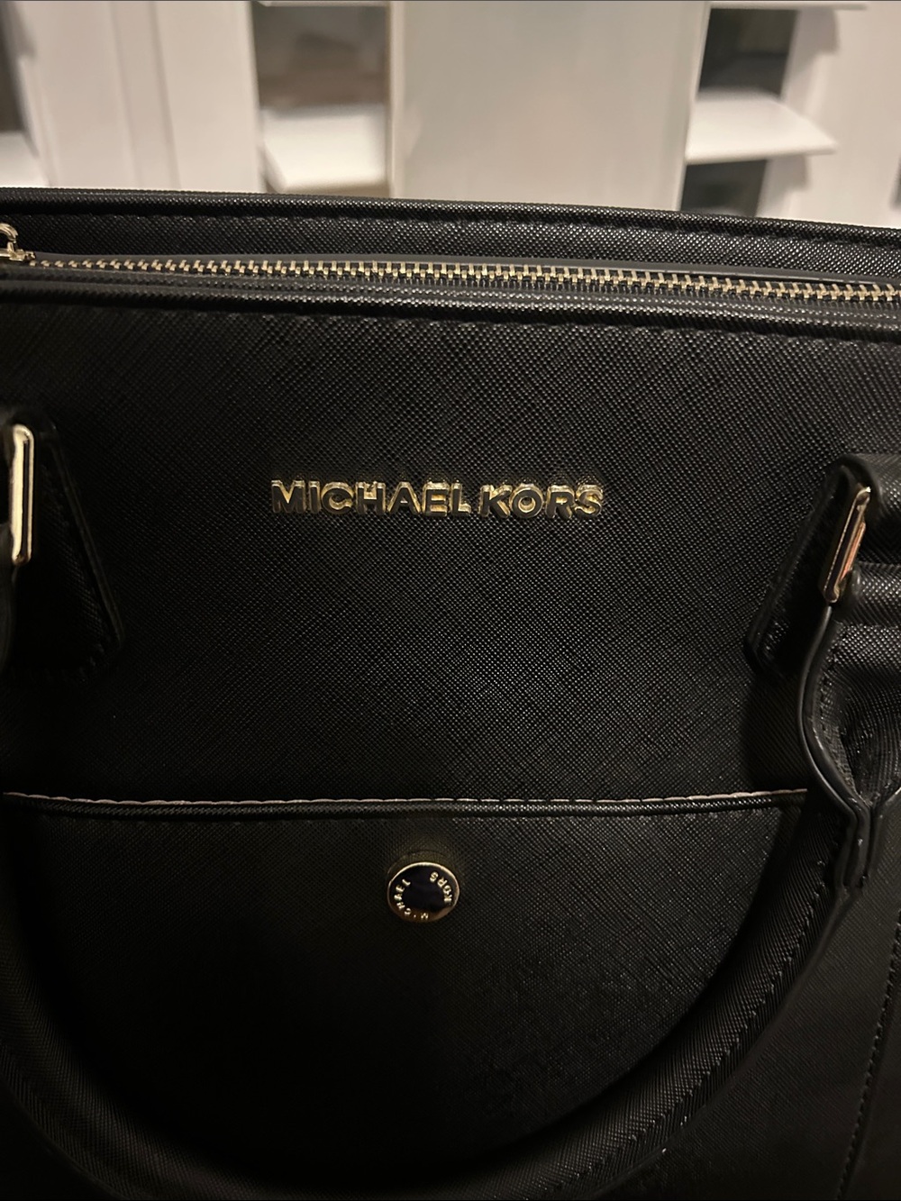 Michael Kors Black Saffiano Leather Satchel with Gold Hardware - Picture 2 of 14